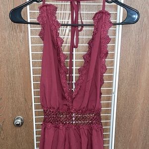 Backless Burgundy Dress